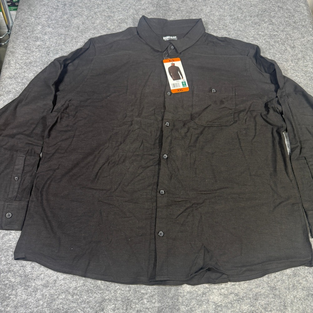 32 Degrees Heat Mens XXL Charcoal Gray Long Sleeve Button Down Shirt New